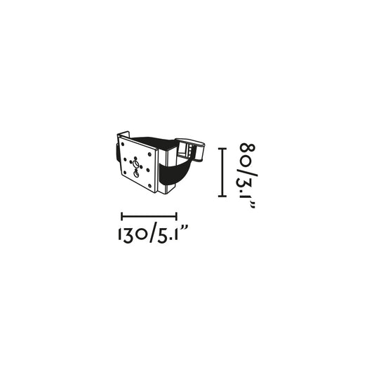 Plano con medidas de Soporte de Fijación para Árbol PUK 85 Negro FARO