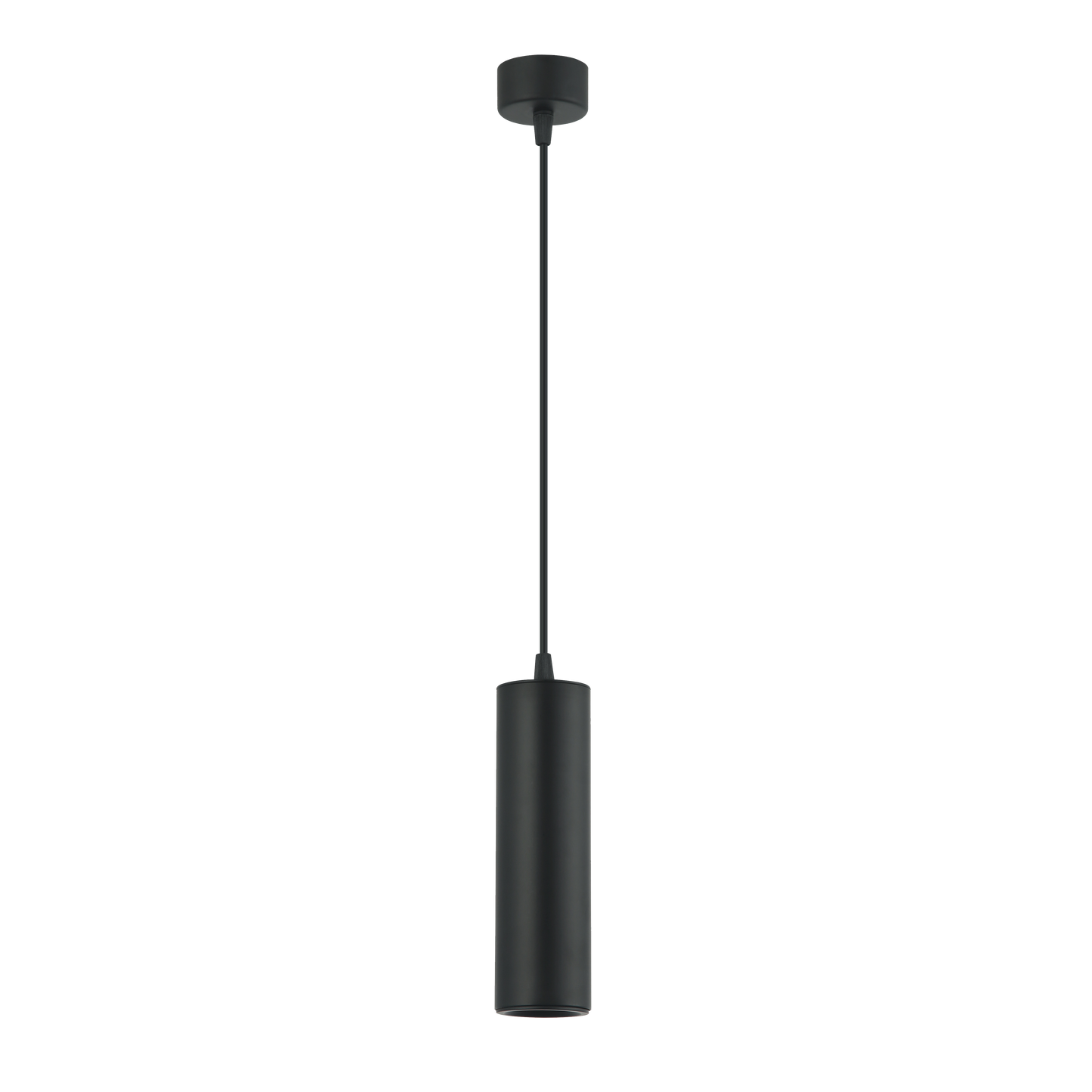 Lámpara colgante Drach fabricada en aluminio color negro, ideal para un estilo moderno