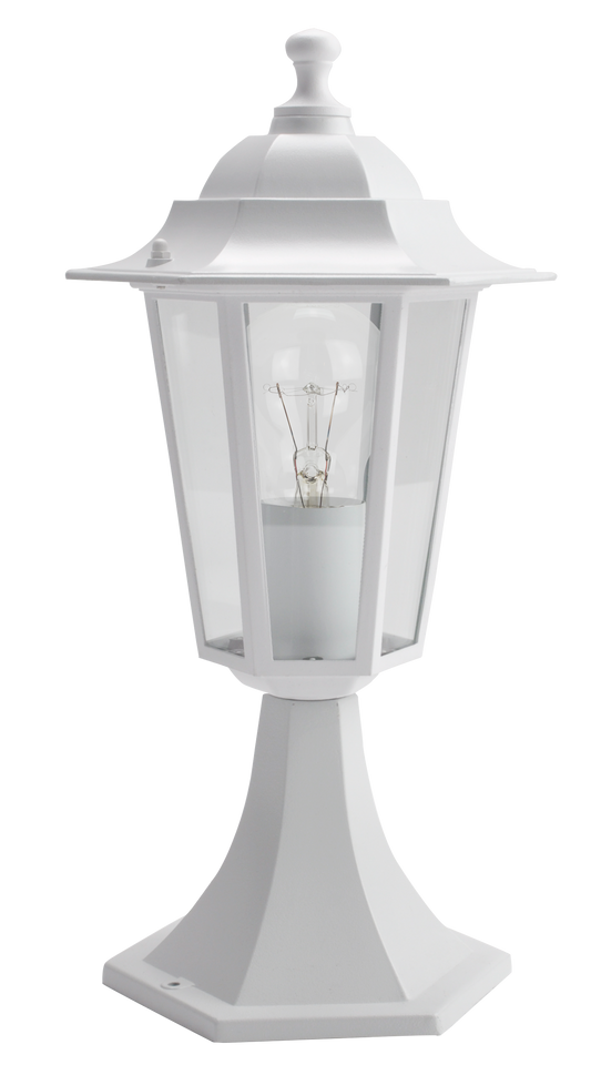 Sobremuro Exterior Aluminio Auriga 1xE27 Blanco 38x19x19 Cm IP44 de Fabrilamp