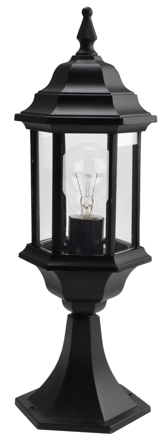 Sobremuro Pollux fabricado en aluminio color negro, ideal para iluminar terrazas