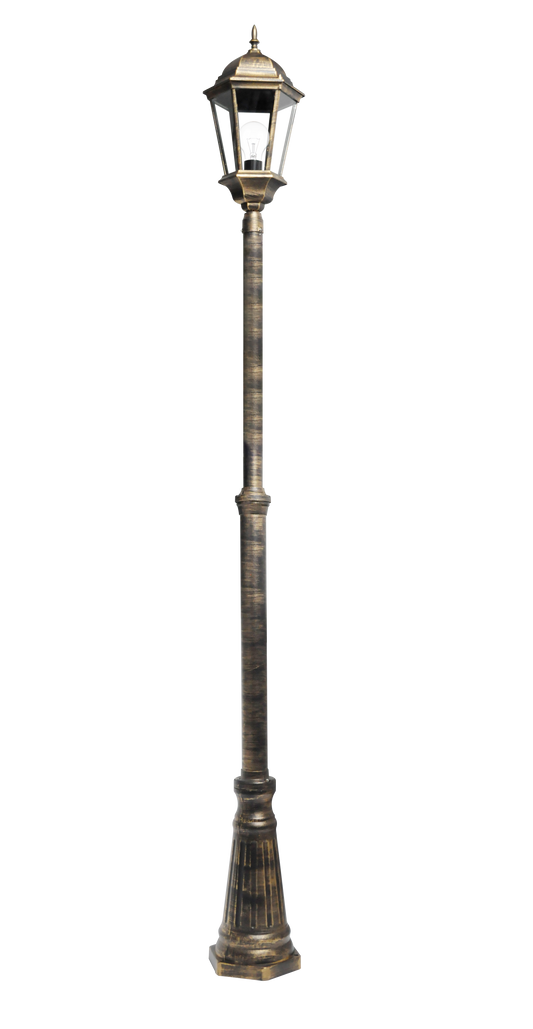 Farola Exterior Aluminio Regulus 1xe27 Negro/Oro 230x25x25 Cm Regulable en Altura IP44 de Fabrilamp