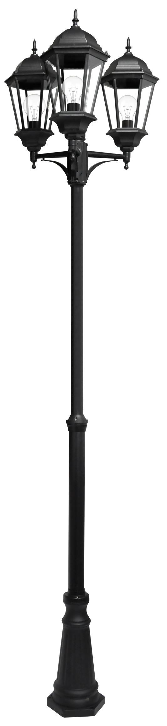 Farola Exterior Aluminio Regulus 3xe27 Negra 230x60x60 cm, regulable en altura, IP44. Fabrilamp.