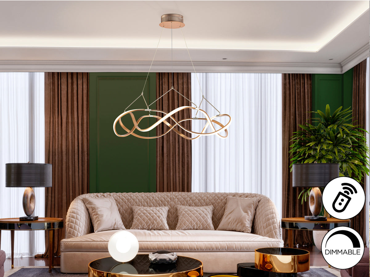 Lámpara Colgante LED Molly 80 cm Oro Rosa Dimable Schuller en ambiente decorado | Schuller