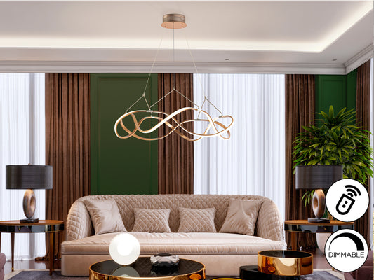 Lámpara Colgante LED Molly 80 cm Oro Rosa Dimable Schuller en ambiente decorado | Schuller