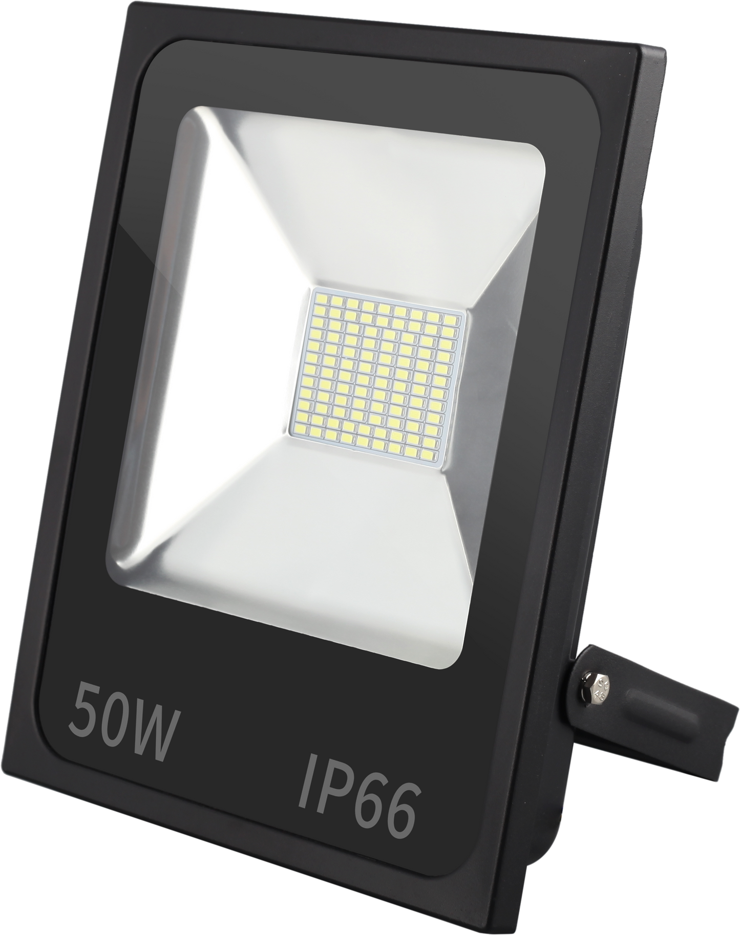Proyector Dacita fabricado en aluminio color negro, ideal para iluminación exterior resistente