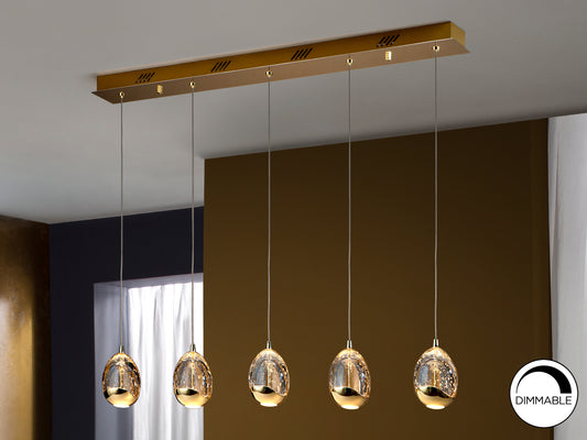 Lámpara Colgante Rocío 5 Luces LED Oro y Champán Schuller en ambiente decorado | Schuller