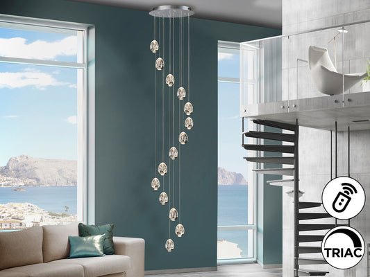 Lámpara Colgante LED Rocío 14 Luces Cromo Dimable Schuller en ambiente decorado | Schuller