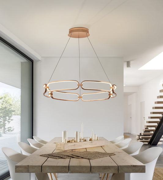 Ambiente de Lámpara de Techo Colette de Schuller (Colette) en color Oro Rosa con diseño de eslabones entrelazados - Ref 786966.