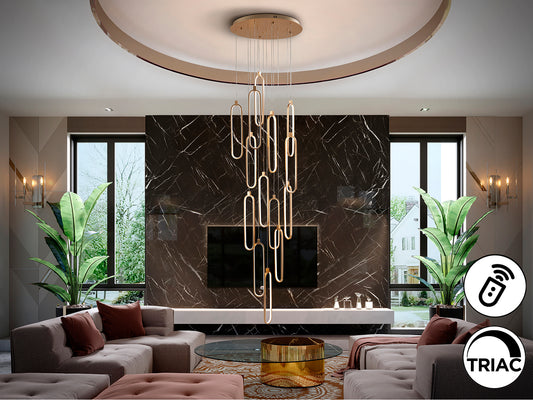 Lámpara Colgante LED Colette 14 Luces Oro Rosa Schuller en ambiente decorado | Schuller
