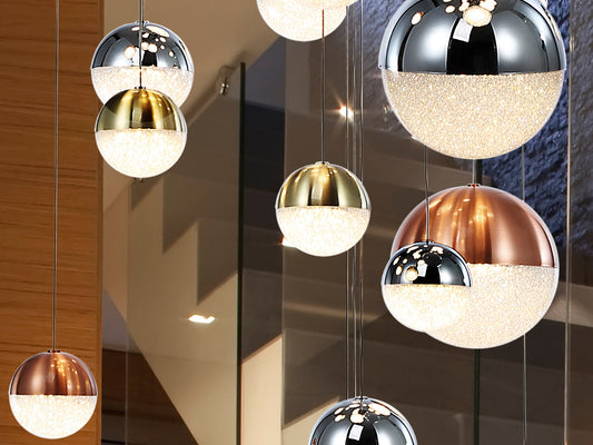 Lámpara Colgante LED Sphere 27 Luces Ø80 cm Dimable Cromo Schuller en ambiente decorado | Schuller