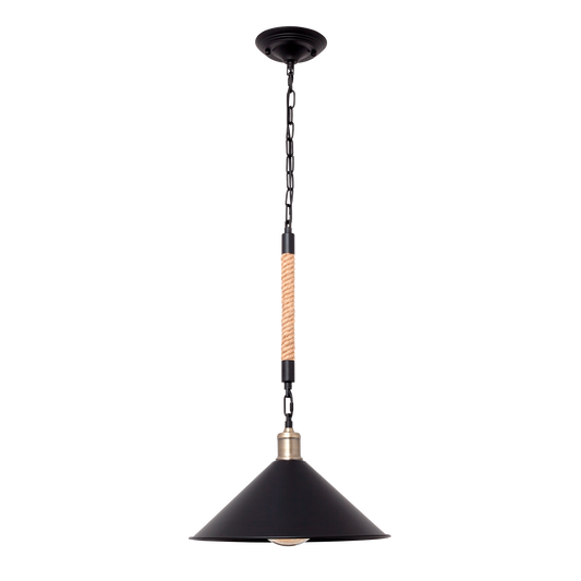 Colgante rústico negro de la serie CABO de Fabrilamp, ideal para iluminar salones con estilo vintage. luzguru.com