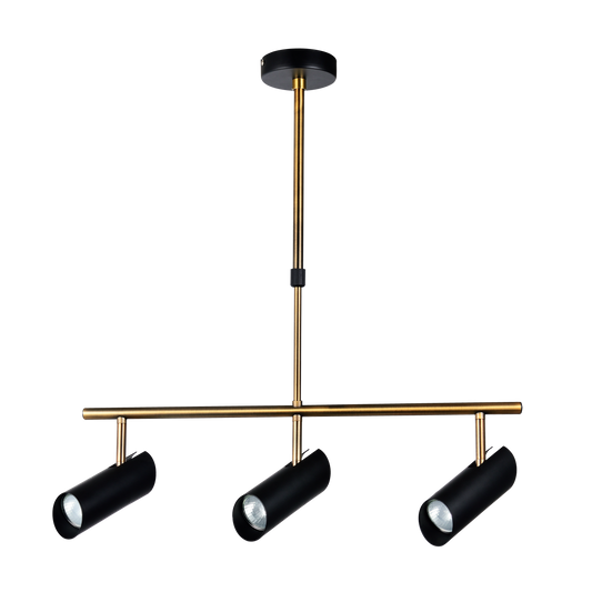 Lámpara Marrakech fabricada en metal color negro y cuero, ideal para iluminación interior