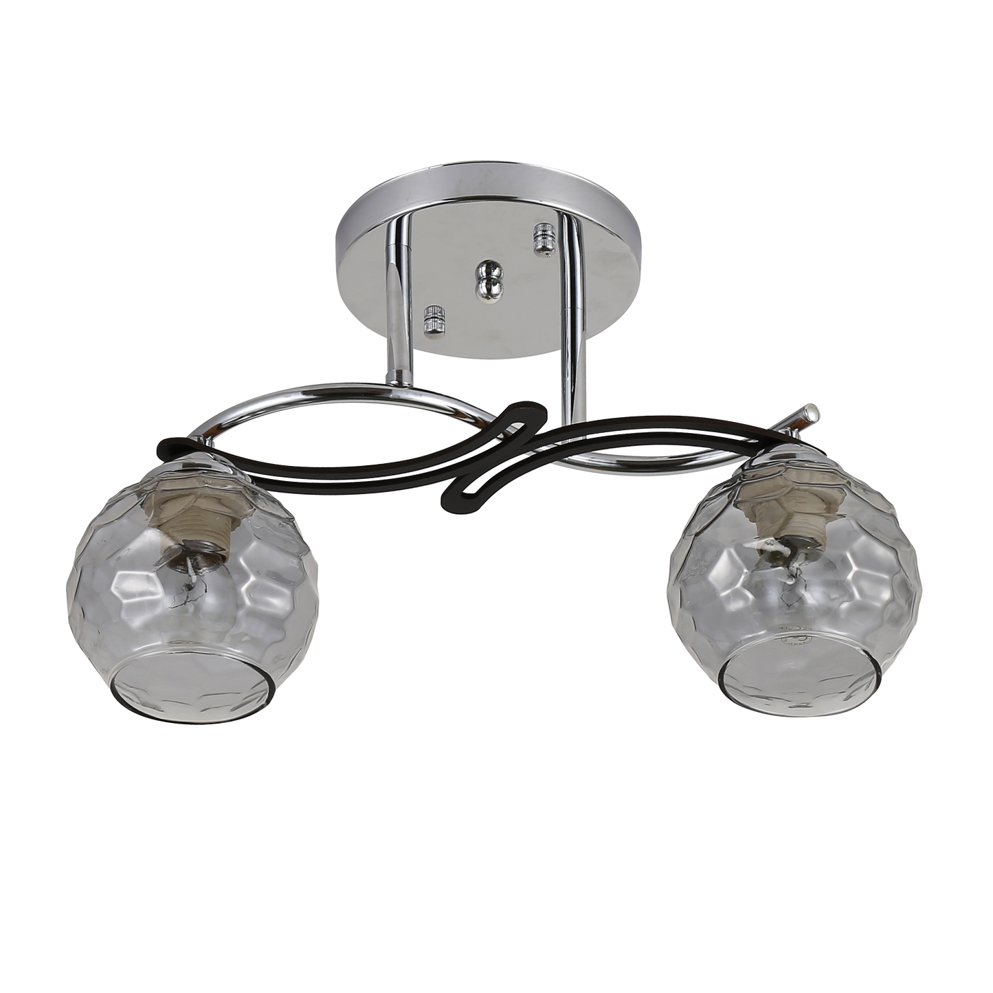 Lámpara de techo con tulipas de cristal fumé para una luz ambiental suave