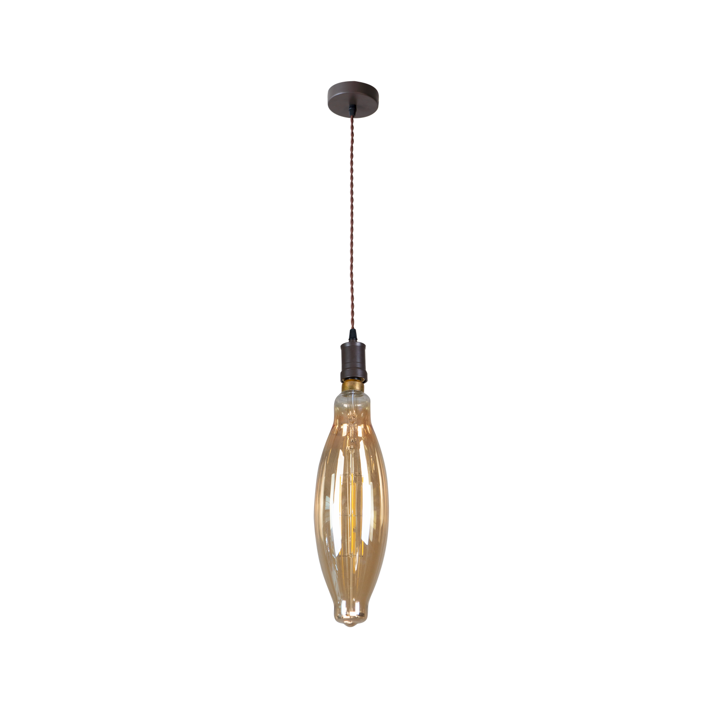 Lámpara colgante marrón ámbar con estilo vintage, ideal para sala de estar