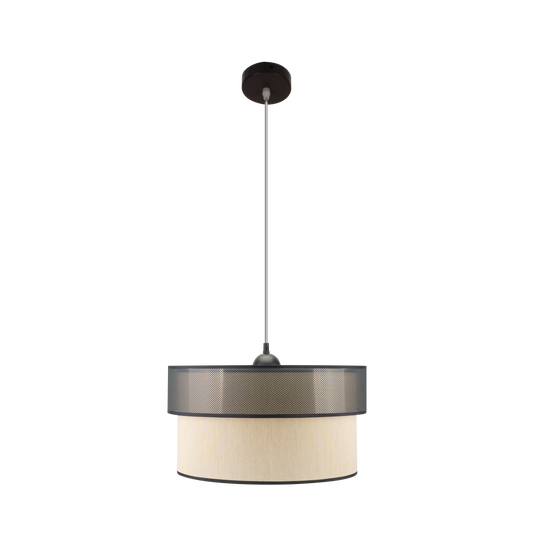 Colgante Felix fabricado en metal y textil, color negro y dorado.