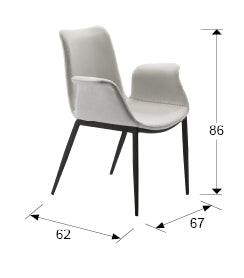 MEdidas de Sillón Sowa de Schuller (Sowa) en color Blanco con patas de metal negro mate y pespunte decorativo - Ref 863952.