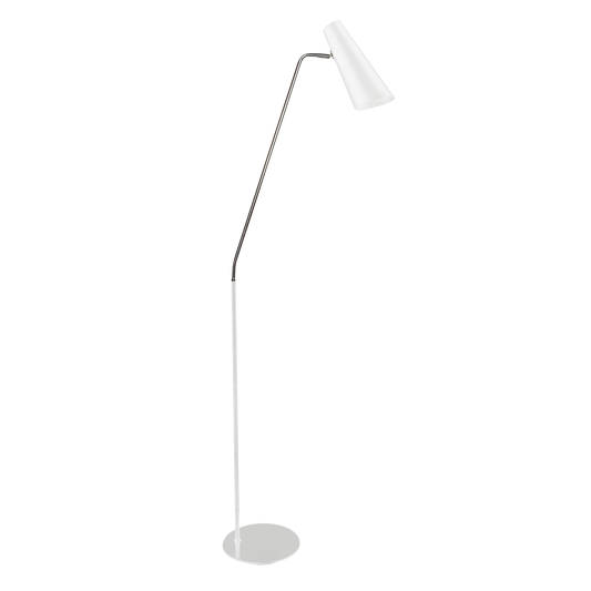 Pie de salón Majoris Blanco/Cromo de Fabrilamp, articulado y orientable, ideal para salones y dormitorios. luzguru.com