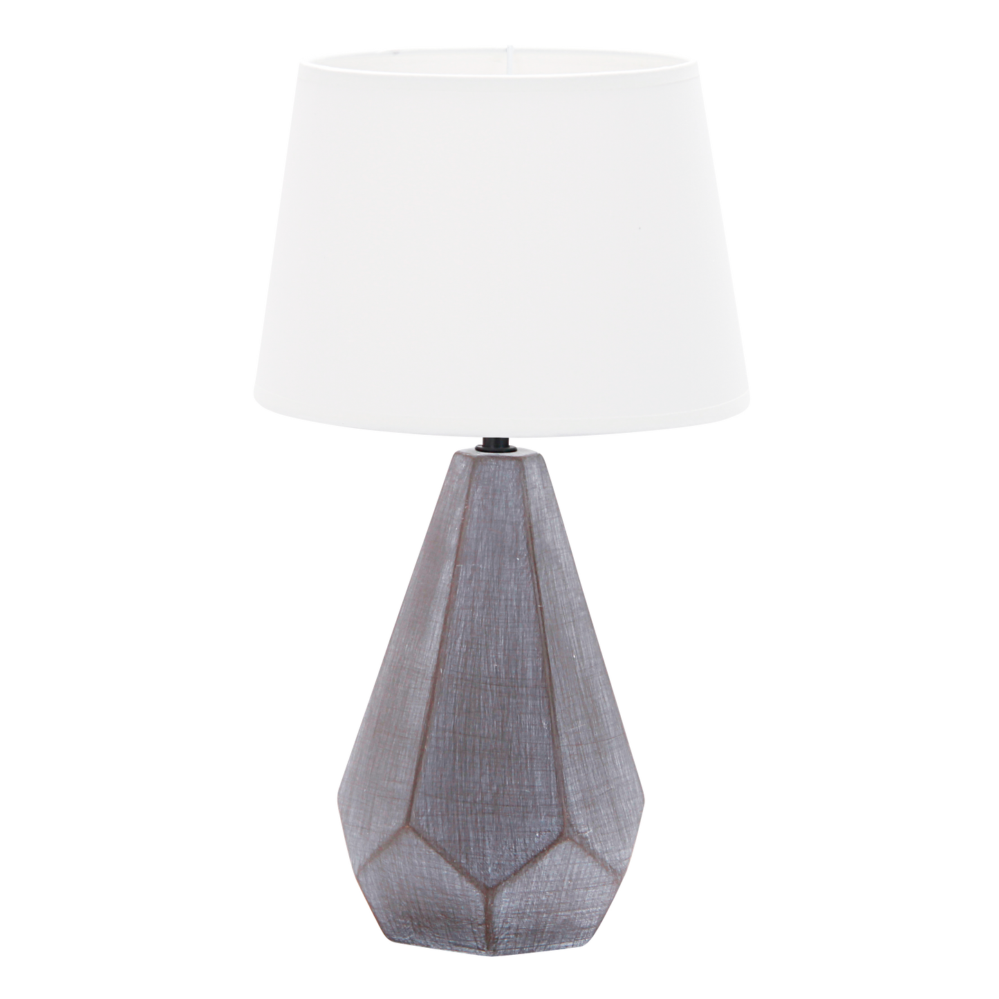 Lámpara IBI fabricada en cerámica color negro con pantalla textil blanca