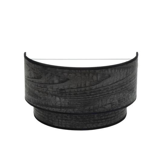 Aplique Smile fabricado en metal color madera negra, ideal para interior