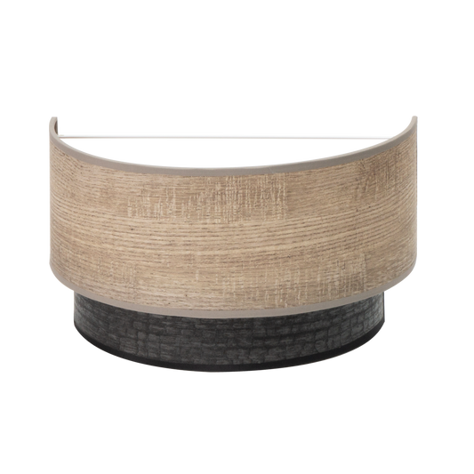 Aplique Colet fabricado en Metal y Textil color Negro/Madera Gris
