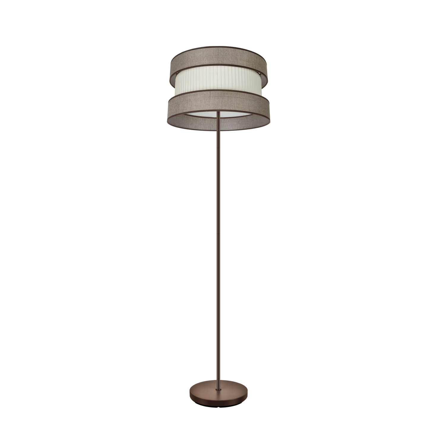 Lámpara de pie fabricada en Metal color Marrón y Textil color Beige, ideal para interior