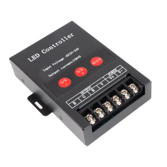 Control remoto fabricado en Aluminio color Negro para tiras LED RGB