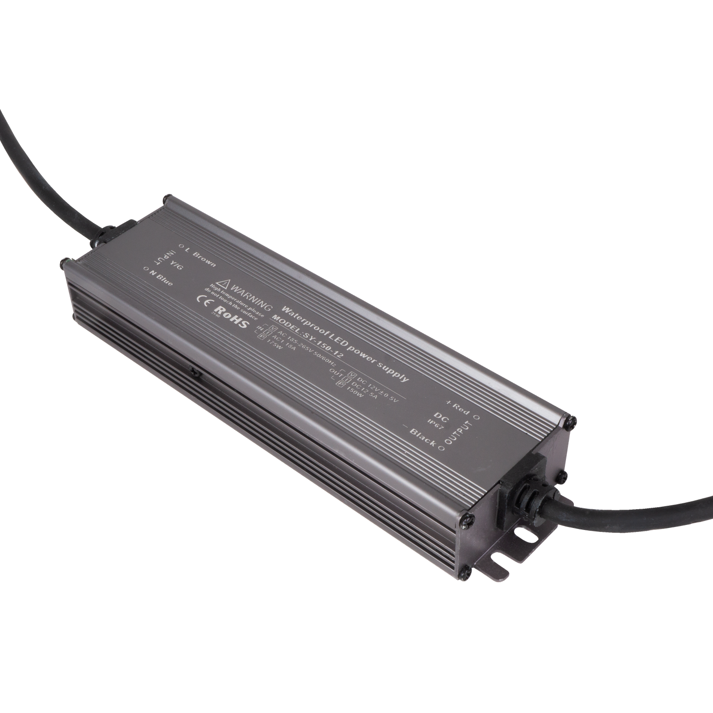 Transformador Estanco 150W 12V IP68 GRAFITO de Fabrilamp/Abrila para tiras LED. Resistente al agua.