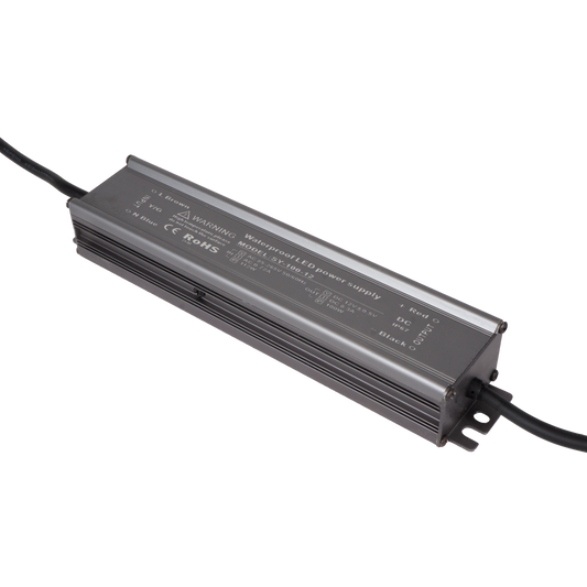 Transformador estanco fabricado en aluminio color grafito, ideal para tiras LED