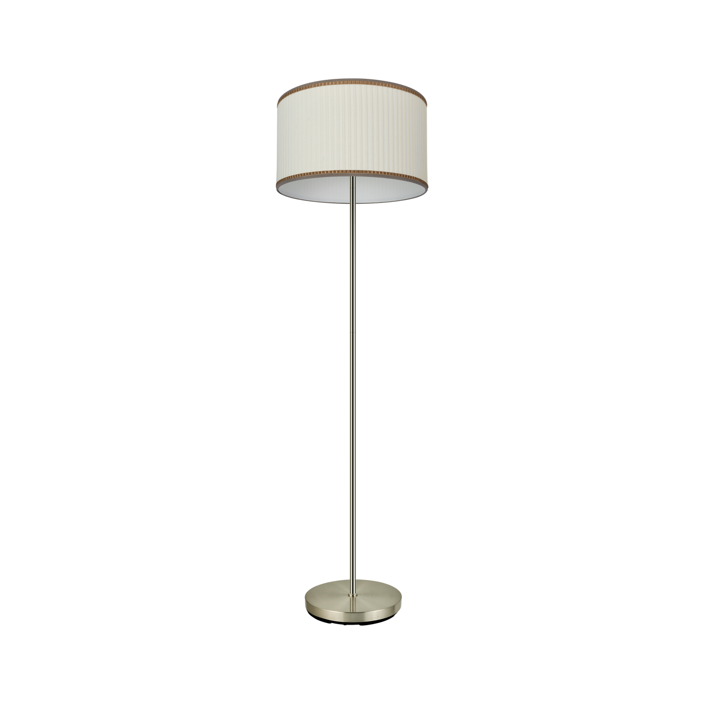 Lámpara de pie Soprano fabricada en metal color cuero con pantalla textil beige