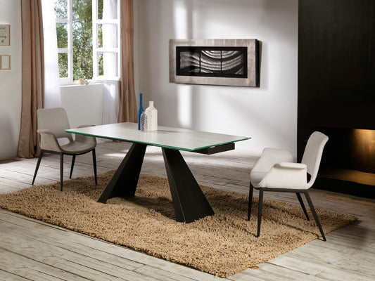 Mesa de Comedor Extensible Alai 160-240 cm Blanco Veteado Schuller en ambiente decorado | Schuller