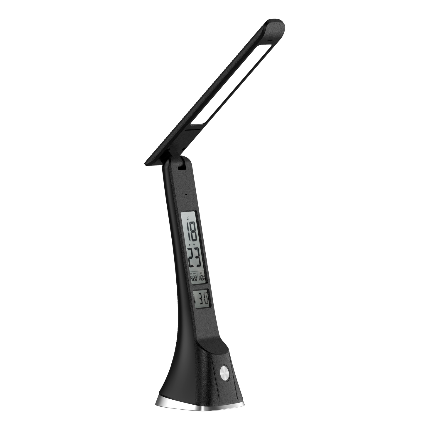 Flexo Apofilita fabricado en ABS color negro, ideal para iluminar tu mesa de trabajo.