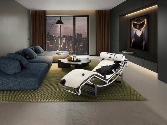 Chaise Longue Leco Piel Vaca Blanco Negro - Estructura Acero Cromado - Schuller - 458436 - Vista 2