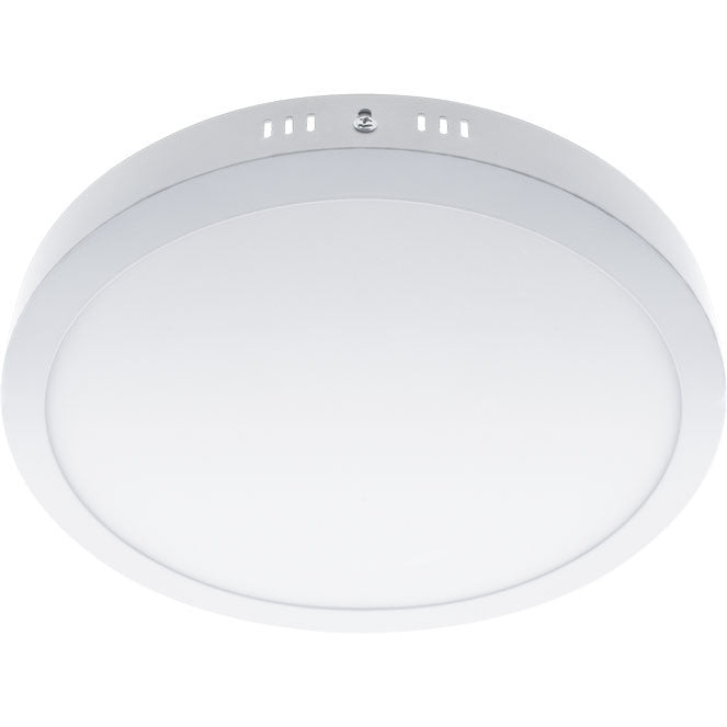 Plafón LED Escudo Redondo 30 cm 24W 3000K Blanco Interlusa - Vista frontal principal en fondo blanco | LuzGurú