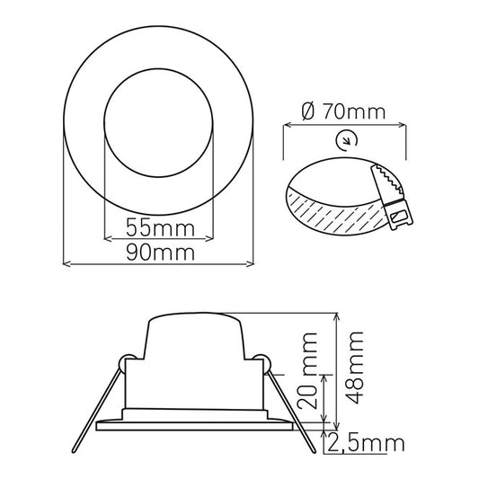 Downlight Empotrable XELIM LED 5W 9 cm Blanco LUMIT Interlusa instalada en ambiente decorativo de salón o dormitorio | Interlusa
