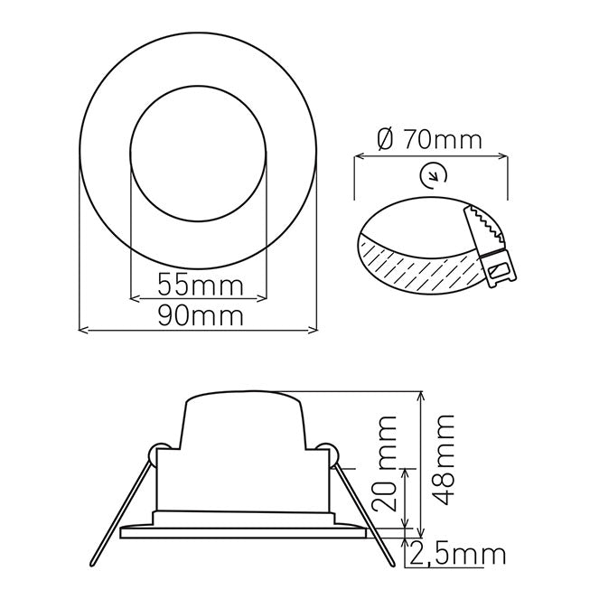 Downlight Empotrable XELIM Redondo 9 cm 5W LED Blanco Interlusa instalada en ambiente decorativo de salón o dormitorio | Interlusa