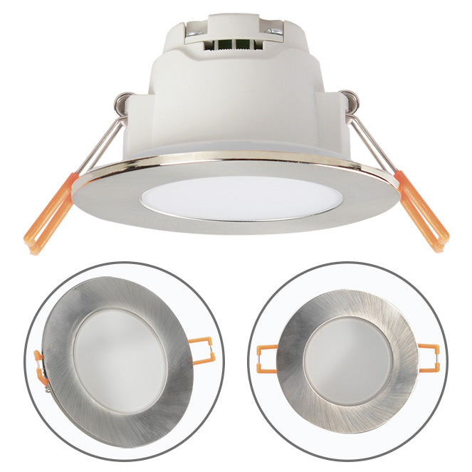 Downlight Empotrable XELIM LED 5W 9 cm Niquel LUMIT Interlusa - Vista frontal principal en fondo blanco | LuzGurú