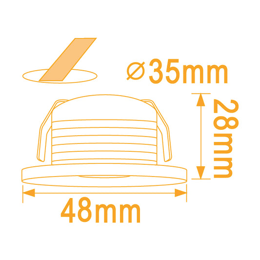 Downlight Empotrable CENTIMO Redondo 5 cm LED 1W Blanco LUMIT Interlusa instalada en ambiente decorativo de salón o dormitorio | Interlusa