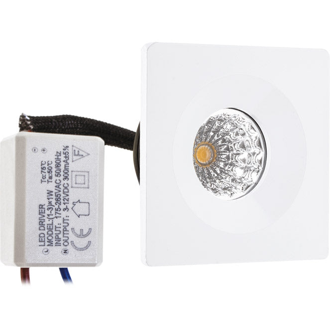 Downlight Empotrable CENTIMO Cuadrado 1W LED 4000K Blanco Interlusa - Vista frontal principal en fondo blanco | LuzGurú