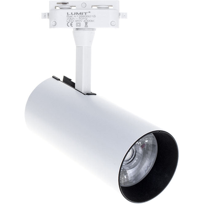 Foco para Carriles ADONIS 35W LED 6400K Blanco Interlusa - Vista frontal principal en fondo blanco | LuzGurú
