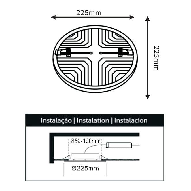 Downlight Empotrable LED LIRA 20 cm 30W 4000K Blanco LUMIT Interlusa encendida con proyección de luz y ambiente | LuzGurú