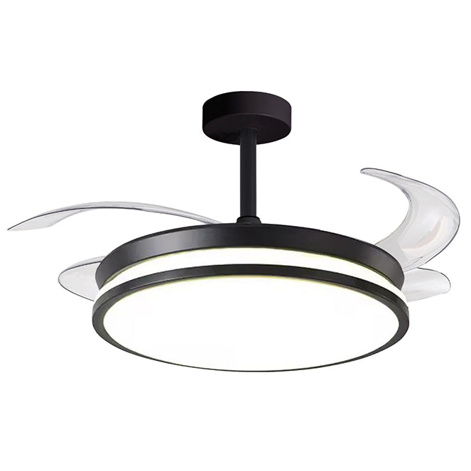 Ventilador DC DUNE ECO , 4 aspas retráctiles, 72W LED 3000|4000|6000K, Al.30/40xD.108/50cm - Negro | Interlusa · Ref. B-1009 ECO