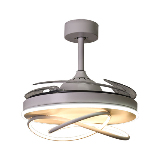 Ventilador de techo BELAIR ATLAS F-1026 blanco, detalles: 4 aspas retráctiles, luz LED 72W (6480 lm, 3000-6000K), 6 velocidades, mando a distancia, 108cm diámetro. Interlusa LUZGURÚ.