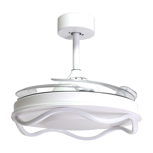 Ventilador de techo BELAIR ANTEA F-1027 blanco, 108cm, 6 velocidades, luz LED 6480lm ajustable (3000K-6000K), aspas retráctiles, mando a distancia, Interlusa LUZGURÚ.