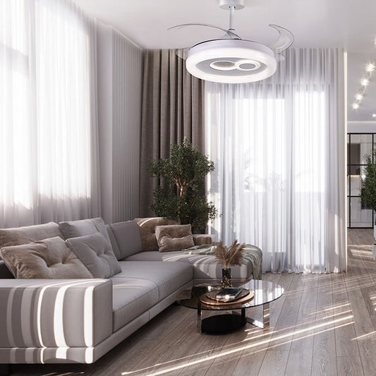 Ventilador de Techo con Luz HERMES 108 cm Aspas Retráctiles Blanco Belair - imagen 2 | Interlusa