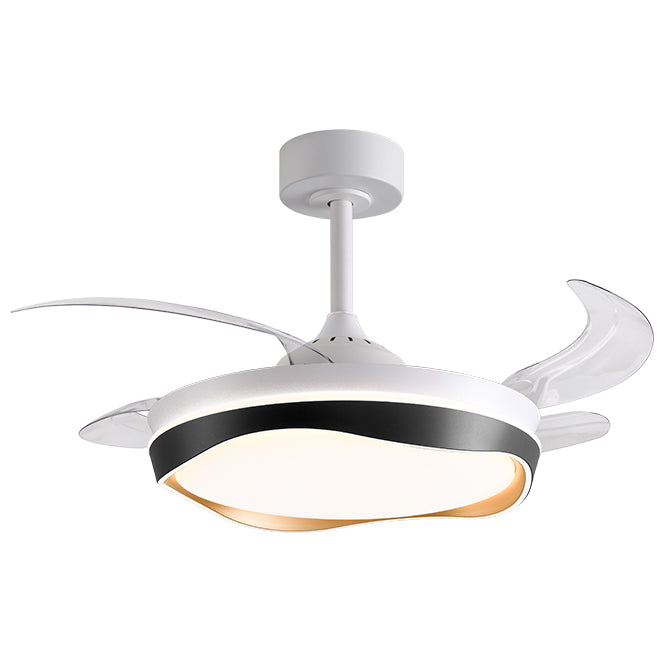 Ventilador DC ALMATI , 4 aspas retráctiles, 72W LED 3000|4000|6000K, Al.35xD.108/50cm - Blanco/negro/oro | Interlusa · Ref. F-1045 BK