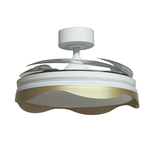 Ventilador de Techo con Luz OLAS 108 cm Aspas Retráctiles Blanco/Oro Interlusa - imagen 2 | Interlusa