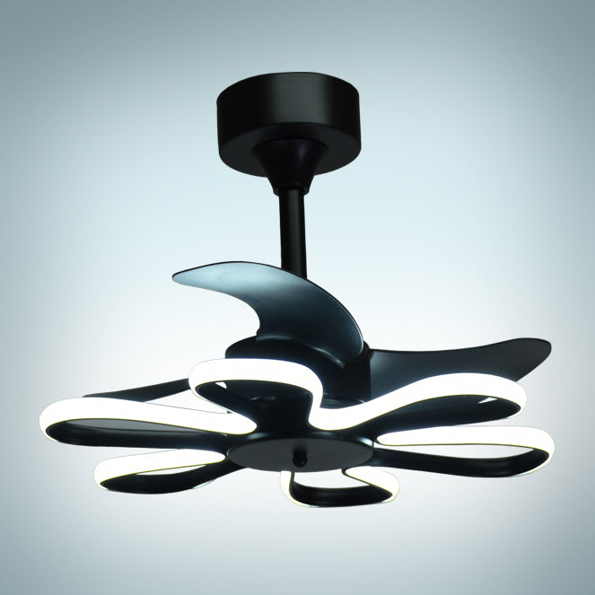 Detalles del Ventilador de Techo BELAIR ENEBRO Negro (F-1063 BK) de Interlusa - Luz LED integrada, 53cm, silencioso, mando a distancia, modos verano/invierno, 6 velocidades. Compra en LUZGURÚ.