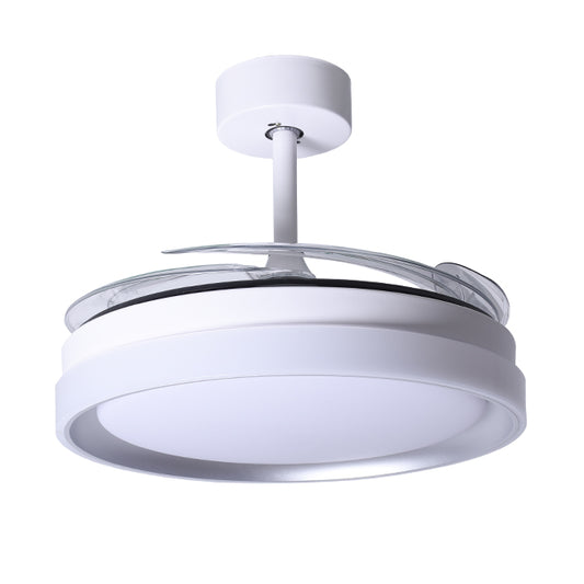 Ventilador de Techo con Luz KIGALI 108 cm Aspas Retráctiles Blanco y Plata Belair - imagen 2 | Interlusa