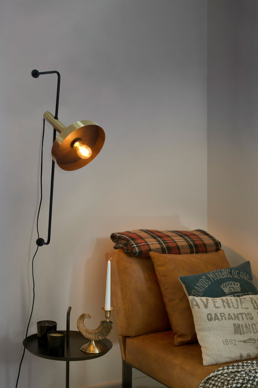 Aplique de pared WHIZZ oro negro FARO 20165-96, diseño moderno Christoph Friedrich Wagner, luminaria superficie acero satinado para iluminación hogar interior