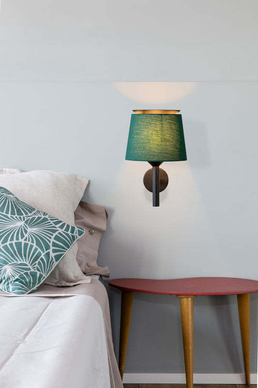 Aplique Savoy negro/verde FARO 20301-94 en ambiente interior moderno, luminaria de pared en acero y textil para iluminación contemporánea